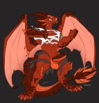  absurd_res anthro balls claws clothing dragon genitals hi_res horn lddraws male reptile scaled_penis scalie solo spread_wings tearing_clothing torn_clothing western_dragon wings 