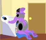  absurd_res anal anthro anus appliance backsack balls bent_over blue_body blue_fur butt digitigrade doggystyle duo from_behind_position fur genitals hi_res looking_pleasured machine male male/male male_penetrated male_penetrating on pawpads penetration presenting presenting_hindquarters protogen purple_body purple_fur sex simple_background sticker stickerboard_(tf2_demo_2004) stuck tf2_demo_2004 washing_machine 