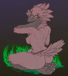  2021 absurd_res anthro avian beak bird breasts digital_media_(artwork) feathers female hi_res kneeling redcreator smile solo 