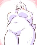  anthro big_breasts blush boss_monster bovid breasts butt_from_the_front caprine eyewear female fur genitals glasses hi_res mammal mature_female nude pussy solo toriel toriellove undertale undertale_(series) video_games white_body white_fur 