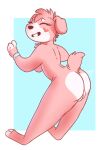  2019 anthro blue_background breasts butt butt_heart canid canine canis conditional_dnp digital_media_(artwork) domestic_dog elijah-draws female floppy_ears fur head_tuft hi_res mammal nude pink_body pink_fur simple_background smile solo tuft under_boob white_body white_fur 