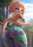  2021 absurd_res ashido_mina big_butt breasts butt collaboration dannyckoo female form_fitting hair hi_res humanoid ladnelsiya my_hero_academia not_furry pink_body pink_hair solo 