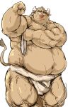  2021 anthro asian_clothing belly bodily_fluids bovid bovine brown_body bulge cattle clothing east_asian_clothing hi_res horn humanoid_hands japanese_clothing kemono kotobuki male mammal mawashi obese obese_male overweight overweight_male simple_background solo sumo sweat towel white_background 