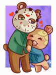  &lt;3 3:4 animal_crossing anthro blonde_hair bodily_fluids brown_body brown_fur clothing crying embrace eyes_closed female friday_the_13th fur hair heterochromia hockey_mask hug jason_voorhees male mammal mask missmonahell mother mother_and_child mother_and_son nintendo notched_ear pamela_voorhees parent parent_and_child size_difference son sports_mask sportswear sweater tears topwear ursid video_games 