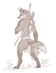  anthro bow_(weapon) butt_pose canid canine caraid dead_animal digitigrade feet feral fingers fox group hi_res holding_bow holding_object holding_weapon hunting lagomorph leporid male mammal pose rabbit ranged_weapon simple_background standing toes weapon white_background 