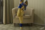  3:2 3d_(artwork) animal_crossing ankha_(animal_crossing) anthro armchair blender_(software) blue_hair breasts chair detailed_background digital_media_(artwork) domestic_cat felid feline felis female flexible furniture genitals hair holding_leg_up inner_ear_fluff inside looking_at_viewer mammal marrubi_(artist) nintendo nipples one_leg_up pose presenting presenting_pussy pussy raised_leg short_stack signature small_breasts smile solo splits spread_legs spreading standing tiptoes tuft vertical_splits video_games yellow_body 