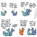  1:1 blue_body blue_fox_(foxes_in_love) blue_fur blue_tail canid canine comic dialogue duo english_text feral fox foxes_in_love fur green_body green_fox_(foxes_in_love) green_fur green_tail greeting hi_res male_(lore) mammal orange_body orange_fur orange_tail shadow simple_background text url 