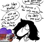  anthro arguing bodily_fluids deltarune edit english_text female humanoid reptile scalie sketch solo spilled_drink susie_(deltarune) sweat text the_weaver uncomfortable undertale_(series) video_games 