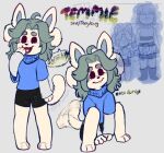  anthro anthrofied canid canine clothed clothing felid feline fur hair mammal open_mouth simple_background tail_motion tailwag tem temmie_(undertale) text topwear undertale undertale_(series) video_games white_body white_fur 