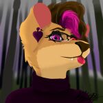  1:1 ear_piercing ear_ring eyewear felid female glasses hair hi_res highlights_(coloring) lion mammal multicolored_hair pantherine piercing portrait tongue tongue_out turtleneck two_tone_hair 