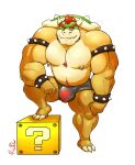  2017 3_toes 4_fingers anthro armband barazoku big_muscles body_hair bowser bracelet bulge chest_hair claws clothed clothing eyebrows feet fingers green_body green_scales grin hair happy_trail hi_res horn humanoid_hands jewelry koopa looking_at_viewer male mario_bros multicolor_scales musclegut muscular muscular_anthro muscular_male nintendo nipple_piercing nipple_ring nipples piercing pink_nipples plantigrade red_eyes red_hair rheobear scales scalie shell simple_background smile solo spiked_armband spiked_bracelet spiked_shell spikes spikes_(anatomy) standing tan_body tan_scales thick_eyebrows toes topless underwear underwear_only video_games white_background white_claws white_horn yellow_body yellow_scales 