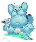  asian_clothing bulge clothing east_asian_clothing fundoshi hands_behind_head hi_res japanese_clothing male nintendo overweight overweight_male pok&eacute;mon pok&eacute;mon_(species) quagsire simple_background underwear video_games white_background wooper zi_ran 