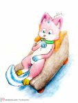  2021 3:4 anthro big_tail blue_eyes chair cheek_tuft chest_tuft collar curved_tail equid equine facial_tuft felid feline female fluffy fluffy_tail fur furniture green_collar hand_lick hi_res horn hybrid inner_ear_fluff lounging mammal multicolored_body pillow pink_body pink_fur pink_nose signature solo text the_lego_movie tuft two_tone_tail unicorn unicorn_horn unikitty unikitty! url white_body white_fur yordraw 