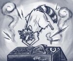  6:5 ambiguous_gender black_and_white digital_media_(artwork) feral fur mammal maylehh monochrome procyonid raccoon simple_background solo toony 