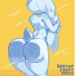  1:1 against_surface animal_humanoid animated anthro big_butt borvar breasts butt collaboration countmoxi dahlia_(xenoblade) female hair humanoid lagomorph lagomorph_humanoid mammal mammal_humanoid nude on_glass short_playtime solo species_request white_body white_hair 
