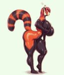  2020 ailurid anthro big_breasts big_butt breast_squeeze breasts butt featureless_breasts female hair hand_on_breast hand_on_leg hand_on_thigh hi_res jindragowolf leaning leaning_forward looking_at_viewer mammal nude red_hair red_panda side_view solo standing thick_thighs 