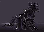  anthro black_body canid canine eyeless faceless genitals goo_creature hacony hair male mammal penis shaded simple_background solo tongue tongue_out 
