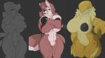  absurd_res anthro canid canine canis curvaceous curvy_figure female female/female gastropod group hi_res mammal megfluff mollusk murid murine muscular muscular_female name nude pose rat rodent shy snail teasing thick_thighs voluptuous what wolf 