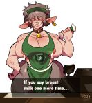  alpha_channel angry annoyed annoyed_expression apron apron_only areola barista bell bell_collar big_(disambiguation) big_breasts bodily_fluids bovid bovid_horn bovid_taur breasts caprine caprine_horn caprine_taur cash_register clothing coffee_cup collar container countertop cuggq cup digital_drawing_(artwork) digital_media_(artwork) ear_tag english_text eyes_closed female forced_smile fur furrowed_brow furrowed_eyebrows green_apron grey_body grey_fur grey_hair hair hi_res holding_object horn huge_breasts humanoid i_mean_breast_milk lactating lactating_through_clothing lexy_the_sheep_taur logo logo_parody mammal mammal_taur meme meme_clothing mostly_nude muscular muscular_female nipples object_crush pink_body ram_horn sheep sheep_taur solo sweat sweating_profusely taur teeth text threatening vein wet wet_clothing white_hair yellow_eyes 