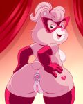  2021 4:5 anthro anus big_butt breasts butt buttplug care_bears cheer_bear female fur genitals hi_res lonbluewolf looking_back mammal nipples open_mouth pink_body pink_fur plug_(sex_toy) pussy sex_toy solo thick_thighs tongue ursid 