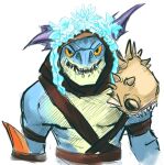  2013 angry annoyed anthro armband armor athletic athletic_anthro athletic_male belly belt belt_accessory blue_arms blue_body blue_head blue_scales brown_belt brown_hood clothed clothing colored digital_drawing_(artwork) digital_media_(artwork) dota fin fish flower flower_crown foxwolf333 front_view frown glare half-closed_eyes half-length_portrait head_fin hood looking_at_viewer male male_anthro marine multicolored_body multicolored_head multicolored_scales muscular muscular_anthro muscular_male narrowed_eyes open_frown open_mouth plant portrait purple_body purple_fin purple_head purple_scales scales scalie shaded sharp_teeth simple_background slark_the_nightcrawler slithereen solo standing tan_belly tan_body tan_chest tan_head tan_scales teeth topless topless_anthro topless_male unconvincing_armor valve video_games white_background yellow_eyes 