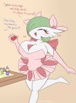  armwear big_breasts blush bottomwear bow_tie breasts clothing dialogue elbow_gloves english_text female gardevoir gloves handwear hi_res humanoid magical_girl_outfit nintendo pok&eacute;mon pok&eacute;mon_(species) roleplay simple_background skirt solo suggestive text thecoldsbarn video_games 
