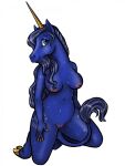  1_horn 2020 3:4 anthro blue_eyes blue_hair breasts cloven_hooves dobiesketch equid equine female genitals hair hand_on_leg hi_res hooves horn kneeling mammal night_sky nipples nude pink_nipples pussy simple_background sky solo star starry_sky unicorn white_background 