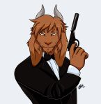  007 absurd_res anthro bovid caprine character_name:williamgruff goat hi_res james_bond male mammal pierce_bronson solo ssnowstalker weapon 