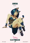  2021 absurd_res animal_crossing ankha_(animal_crossing) anthro blue_hair breasts clothed clothing crossed_legs digital_media_(artwork) domestic_cat felid feline felis feliscede female hair hi_res mammal nintendo shaded simple_background solo under_boob video_games yellow_body 