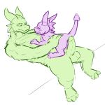  1:1 activision anthro anus balls big_dom_small_sub blush butt claws dominant duo erection eye_contact feral genitals hi_res horn looking_at_another lying lying_on_another male male/male muscular muscular_anthro muscular_male nestor_(spyro) nude on_back penis scalie size_difference sketch smile spyro spyro_the_dragon tetragon video_games 
