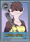 anthro bow card clothing craft_rabbit_(artist) dress english_text female gloves handwear hi_res lutrine mammal mechanic mustelid patchfix_fox_(artist) portrait rotor_otter smile sundress text tools trample_path wrench 