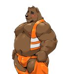  2021 anthro belly black_nose blush brown_body brown_fur clothing fur hi_res humanoid_hands jumperbear kemono male mammal moobs nipples overweight overweight_male simple_background solo underwear ursid white_background 
