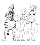  anthro bikini breasts choker clothing father_of_the_pride felid feline female hi_res jewelry jijis-waifus kate_(father_of_the_pride) lion mammal monochrome necklace pantherine sierra_(father_of_the_pride) small_breasts swimwear tiger victoria_(father_of_the_pride) wide_hips 