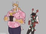  2021 absurd_res anthro antlers arm_hair asgore_dreemurr beard black_hair blonde_hair body_hair boss_monster bottomwear bovid brown_body brown_fur capreoline caprine cervid chest_hair clothed clothing deltarune dress_shirt duo eyebrows facial_hair flower fur furgonomics goat grey_background hair hi_res holding_object horn male mammal overweight pants plant plant_pot potted_plant reindeer rudolph_holiday shirt simple_background smile sneaking soulkiba standing tail_clothing topwear tuft undertale undertale_(series) vest video_games white_body white_fur 