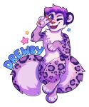  absurd_res alpha_channel anthro big_tail chest_tuft drewby_(drewby) fabuponah felid fluffy fluffy_tail fur girly hi_res male mammal pantherine paws pink_body pink_fur purple_body purple_fur snow_leopard solo tuft 