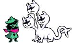  &lt;3 3_heads ambiguous_gender animated anonymous_artist anthro black_body black_fur blue_eyes blush bodily_fluids bovid caprine clothing clover_(deltarune) darkner deltarune digital_media_(artwork) duo eyes_closed feral fur goat green_robe hat headgear headwear hydra kissing licking licking_lips male mammal multi_head on_model pink_scarf pixel_(artwork) pixel_animation ralsei scarf short_playtime shy smile standing sweat sweatdrop tongue tongue_out undertale_(series) video_games white_body white_fur wizard_hat wizard_robe 