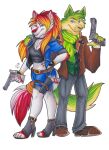  alpha_channel anthro becsparrow canid canine canis clothing duo female gun male mammal ranged_weapon weapon wolf 