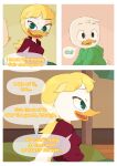  absurd_res anatid anseriform avian bed bedroom bird comic dialogue disney duck ducktales ducktales_(2017) furniture goldie_o&#039;gilt hi_res louie_duck therita3k 