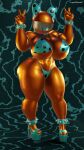  accessory big_breasts bikini breasts chain_chomp clothing female hair_accessory hair_bow hair_ribbon hi_res high_heels mario_bros nintendo orange_body orange_skin ribbons smile solo swimwear teeth thick_thighs video_games wyerframez 