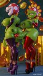  3d_(artwork) anthro balls big_balls big_breasts big_butt breasts butt clothing digital_media_(artwork) duo elemental_creature elemental_humanoid flora_fauna genitals gynomorph herm hi_res humanoid intersex intersex/intersex legwear mario_bros nintendo nipple_piercing nipple_ring nipples penis petey_piranha piercing piranha_plant plant plant_humanoid teeth thick_thighs thigh_highs video_games wyerframez 