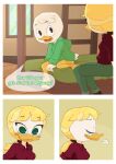  absurd_res anatid anseriform avian bed bedroom bird comic dialogue disney duck ducktales ducktales_(2017) furniture goldie_o&#039;gilt hi_res louie_duck therita3k 