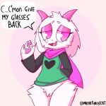  1:1 anthro bovid caprine deltarune english_text eyeshadow fluffy goat hair hi_res makeup male mammal mocho4266 pink_eyeshadow ralsei solo text undertale_(series) video_games white_hair wide_hips 