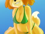  4:3 animal_crossing anthro belly blonde_hair bra breasts canid canine canis chubby_female clothed clothing dipstick_tail domestic_dog faceless_character faceless_female female fur hair hi_res isabelle_(animal_crossing) mammal markings multicolored_tail navel nintendo panties shih_tzu simple_background slightly_chubby smile solo strawberrywith4 tail_markings toy_dog underwear video_games white_tail yellow_body yellow_fur yellow_tail 