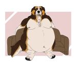  anthro canid canine canis chubby_anthro chubby_cheeks chubby_male cigar cigar_in_mouth domestic_dog facial_piercing furniture immobile immobilization male mammal molosser moobs mountain_dog nipple_piercing nipples nose_piercing obese obese_anthro obese_male overweight overweight_anthro overweight_male piercing pumex saint_bernard sofa solo 