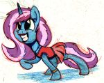  blue_body bottomwear bracelet clothed clothing crossdressing drag equid equine feral flowbish green_eyes gyro_tech gyrotech hasbro hi_res hooves horn jewelry lipstick makeup male mammal mane my_little_pony purple_body quadruped skirt solo unicorn 