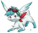  2021 animal_genitalia animal_penis aogami balls blue_hair blue_penis canine_penis chest_tuft feral flight_goggles fur genitals hair knot leg_markings legendary_pok&eacute;mon male markings nintendo penis pok&eacute;mon pok&eacute;mon_(species) red_eyes shaymin shrike_(shaymin) simple_background sky_forme_shaymin socks_(marking) solo tuft video_games white_background white_body white_fur 