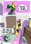  anthro beryl_(nerdawaykid) bra butt clothing comic conjoined dialogue duo english_text female hair hair_over_eye hi_res incest_(lore) jade_(nerdawaykid) male male/female mammal messy_room mouse murid murine nerdawaykid one_eye_obstructed rodent sibling text twincest twins underwear vape 