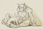  2021 5_toes abs anthro arm_tattoo athletic athletic_anthro athletic_male beastars breasts butt canid canine canis claws domestic_rabbit duo dwarf_rabbit empty_eyes eye_scar facial_scar featureless_crotch feet female fur haru_(beastars) humanoid_feet interspecies kneeling ktandoku lagomorph larger_male legoshi_(beastars) leporid looking_at_another looking_at_crotch male male/female mammal nude oryctolagus pecs predator/prey rabbit scar shoulder_tattoo side_boob sitting size_difference smaller_female tattoo toe_claws toes wolf 