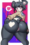  &lt;3 &lt;3_eyes absurd_res anthro anus big_butt blush butt female genitals giant_panda hi_res huge_butt kenny_(kenashcorp) looking_at_viewer looking_back mammal pussy solo theironmountain thick_thighs ursid wide_hips 