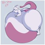  1:1 absurd_res anthro belly big_belly big_butt border butt hi_res huge_butt huge_thighs hyper hyper_belly hyper_butt hyper_thighs inflation legendary_pok&eacute;mon male mewtwo nintendo pok&eacute;mon pok&eacute;mon_(species) simple_background solo terito thick_thighs video_games white_body white_border 